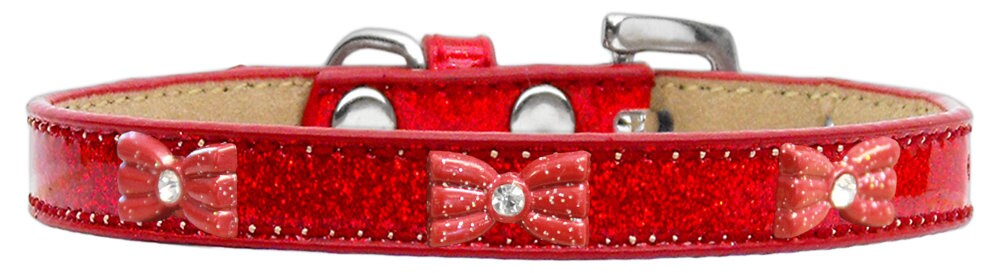 Dog, Puppy & Pet Widget Ice Cream Collar, "Red Glitter Bow"