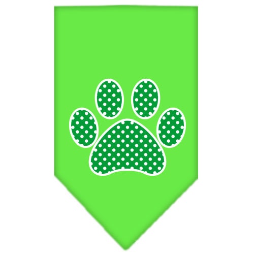 Pet and Dog Bandana Screen Printed, "Green Swiss Dot Paw"