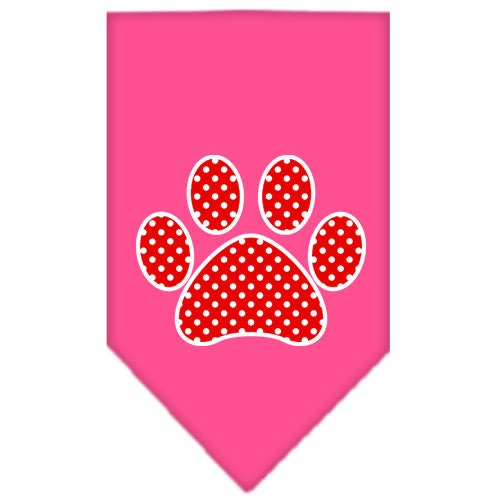 Pet and Dog Bandana Screen Printed, "Red Swiss Dot Paw"