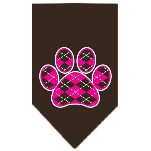 Pet and Dog Bandana Screen Printed,  "Pink Argyle Paw"