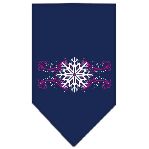 Christmas Pet and Dog Bandana Screen Printed, "Pink Snowflake Swirls"