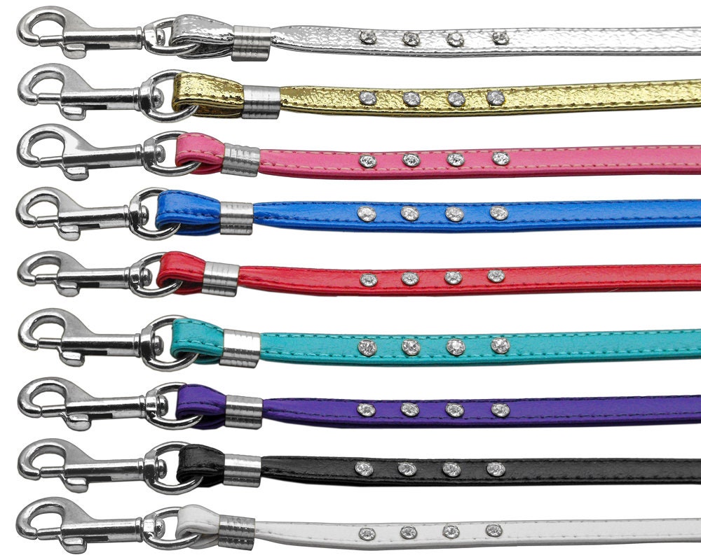 Dog, Puppy & Pet Leash, "Clear Crystal Rhinestones" (Available with Gold or Silver hardware)