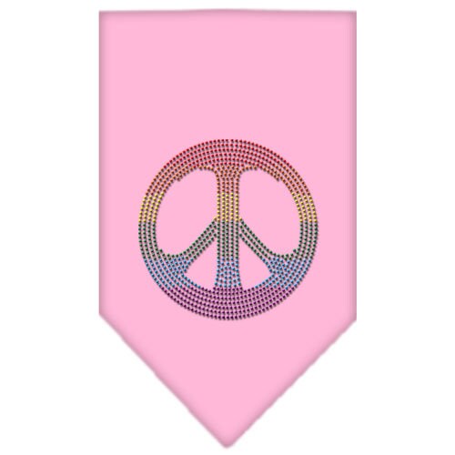 Pet and Dog Bandana Rhinestone, "Rainbow Peace Sign"