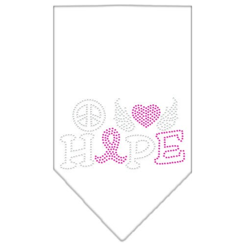 Pet and Dog Bandana Rhinestone, "Peace Love Hope Breast Cancer"