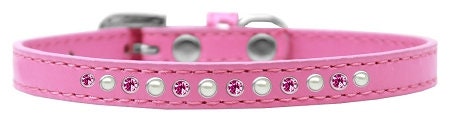 Dog, Puppy and Pet Fashion Collar, "Pearl & Pink Crystals"