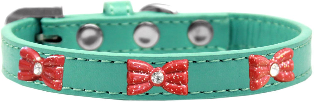 Dog, Puppy & Pet Widget Fashion Collar, "Red Glitter Bow"