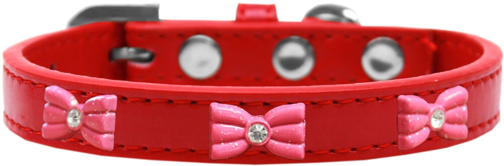 Dog, Puppy & Pet Widget Fashion Collar, "Pink Glitter Bow"