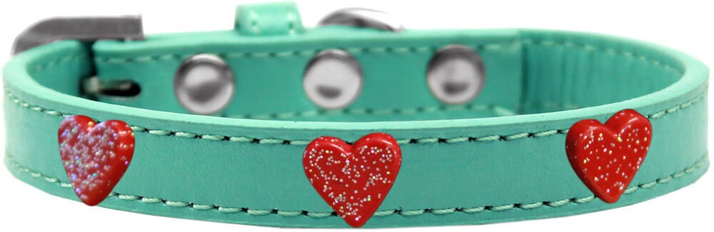 Dog, Puppy & Pet Widget Fashion  Collar, "Red Glitter Heart"