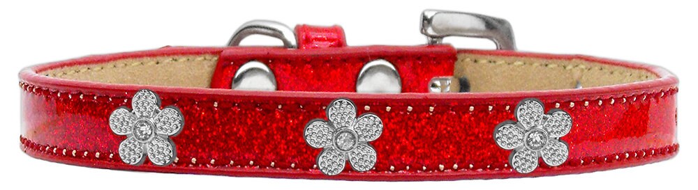 Dog, Puppy & Pet Widget Ice Cream Collar, "Silver Flower"