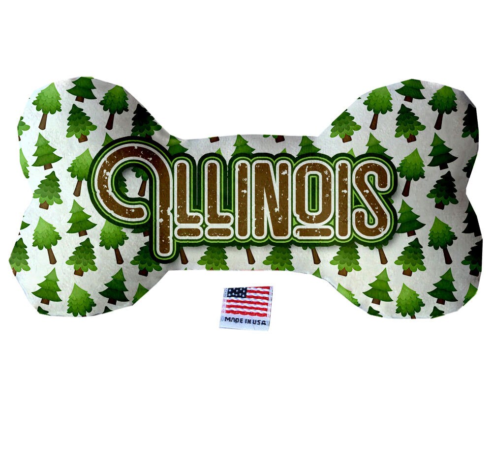 Pet & Dog Plush Bone Toys, "Illinois State Options" (Available in different pattern options)