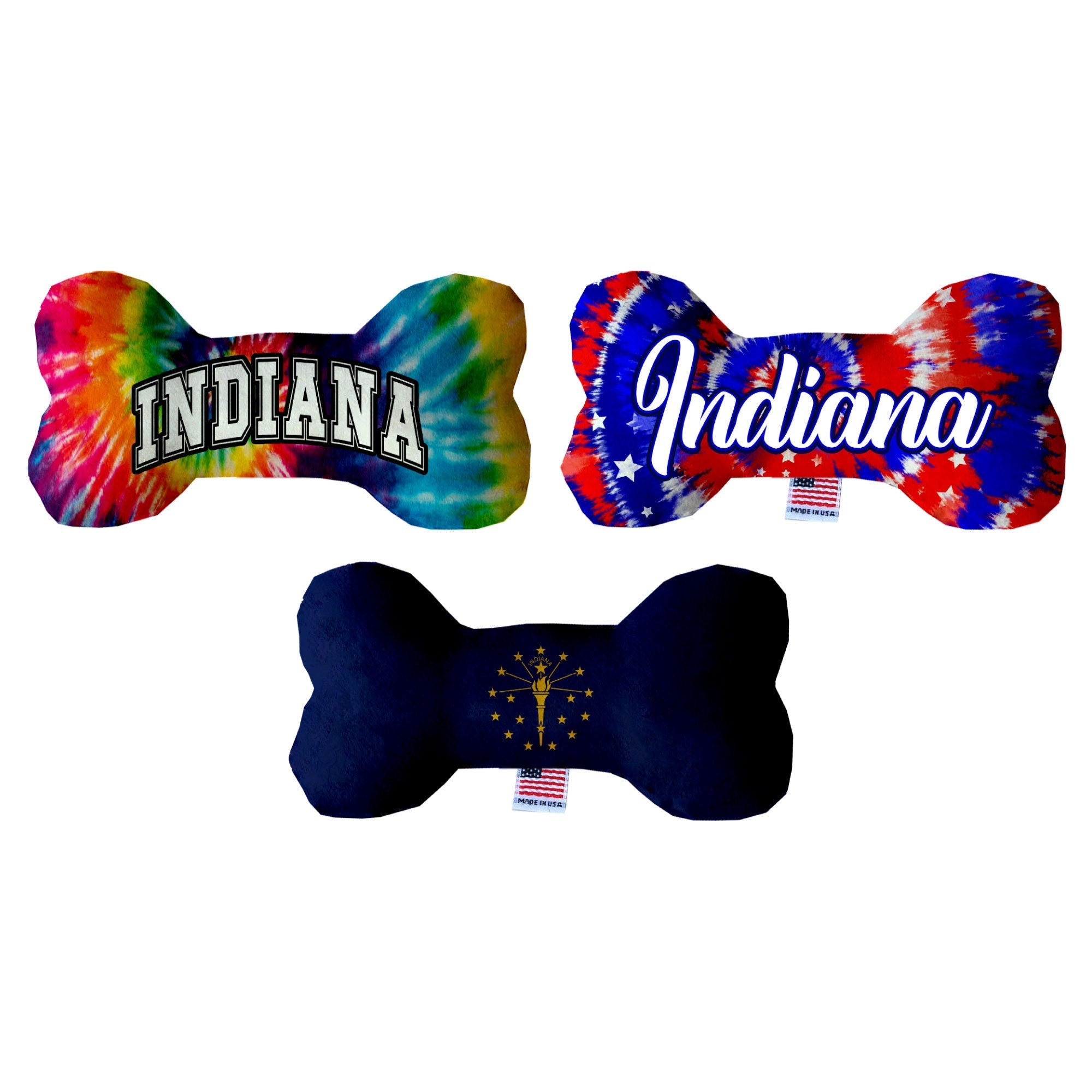 Pet & Dog Plush Bone Toys, "Indiana State Options" (Available in different pattern options)