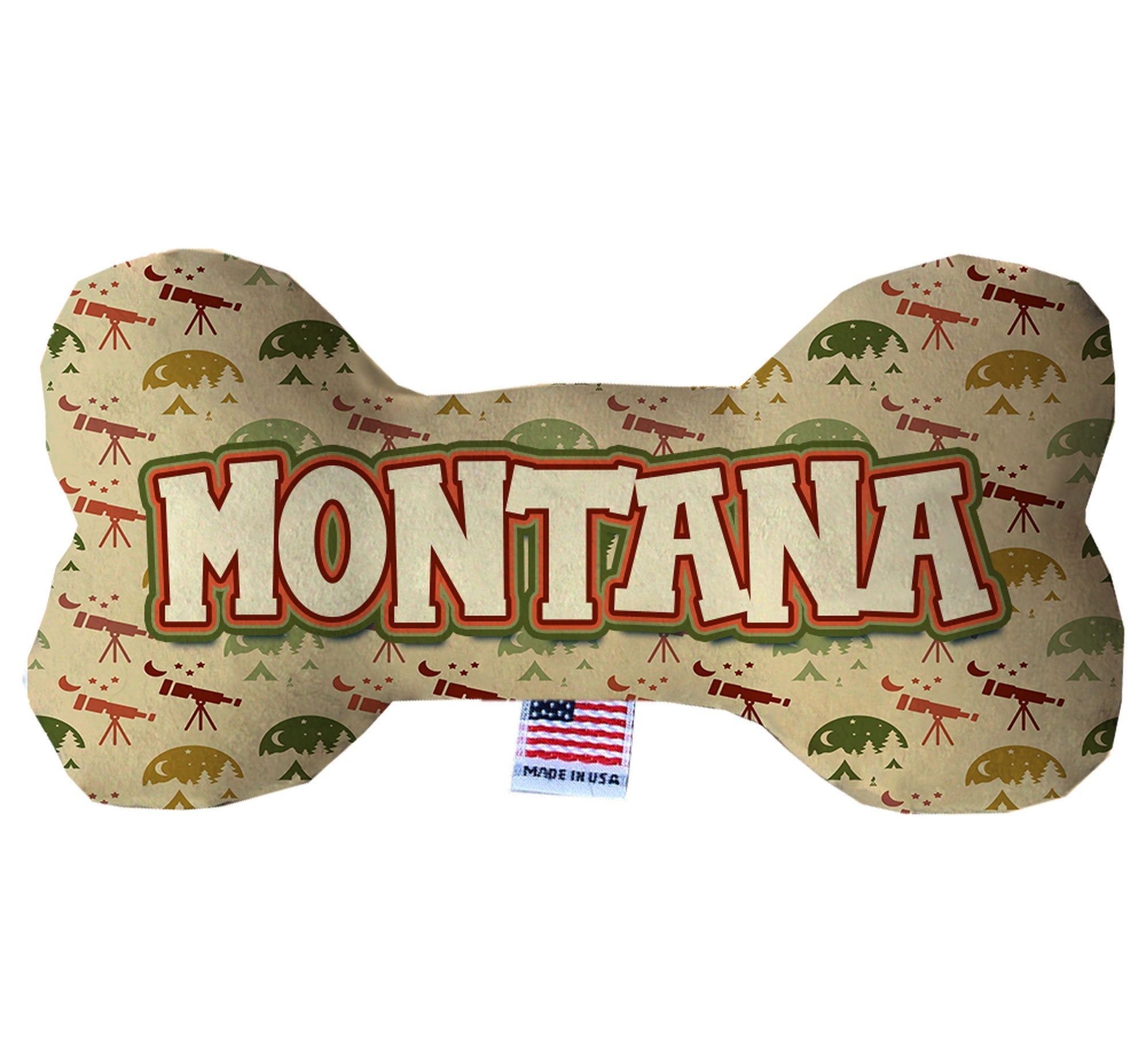 Pet & Dog Plush Bone Toys, "Montana State Options" (Available in different pattern options)