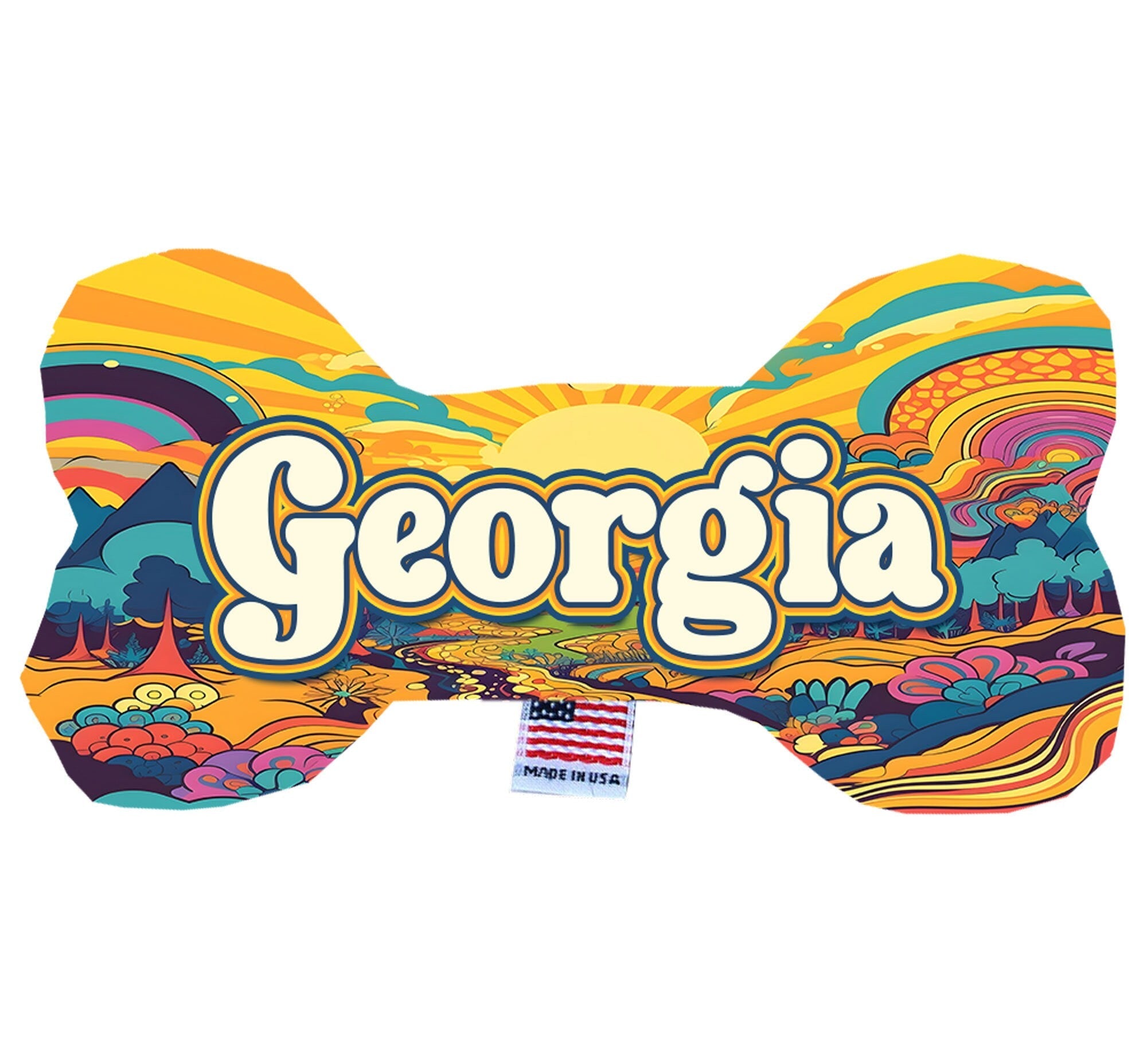 Pet & Dog Plush Bone Toys, "Georgia Mountains" (Set 2 of 2 Georgia State Toy Options, available in different pattern options!)