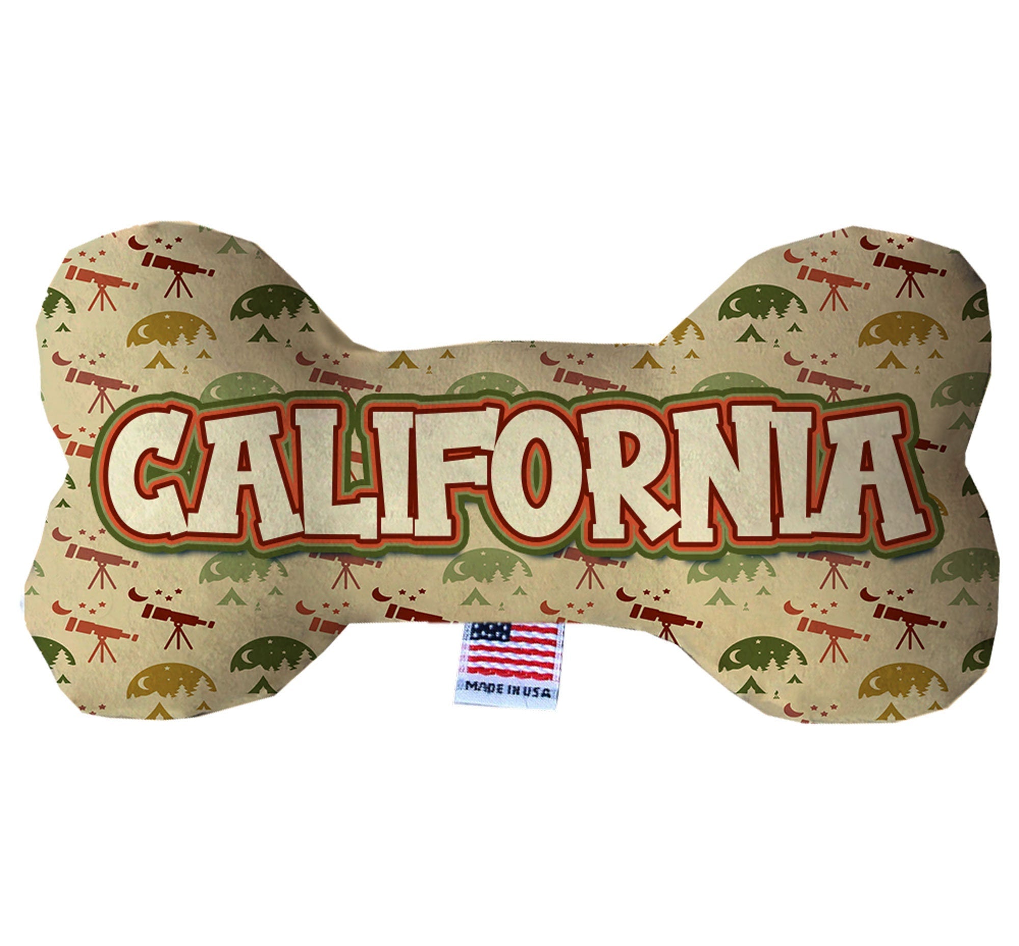 Pet & Dog Plush Bone Toys, "California Mountains" (Set 2 of 3 California State Toy Options, available in different pattern options!)