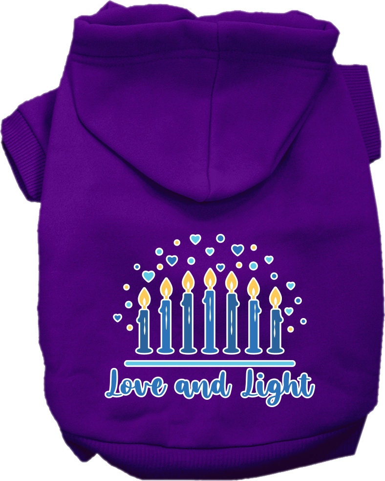 Hanukkah Pet, Dog and Cat Hoodie Screen Printed, "Love and Light"