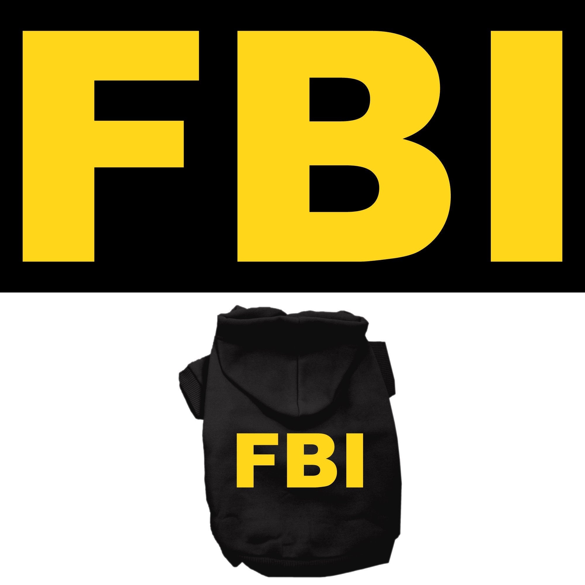 Halloween Pet, Dog & Cat Hoodie Screen Printed, "FBI Costume"