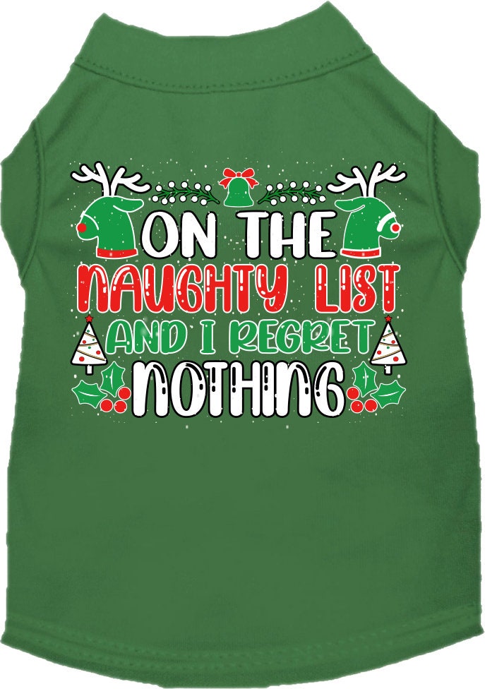 Christmas Cat or Dog Shirt for Pets 0-20 Pounds, "On The Naughty List And I Regret Nothing"