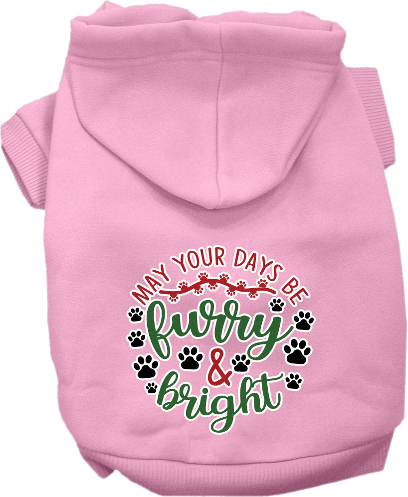 Christmas Pet, Dog and Cat Hoodie Screen Printed, "Furry & Bright"