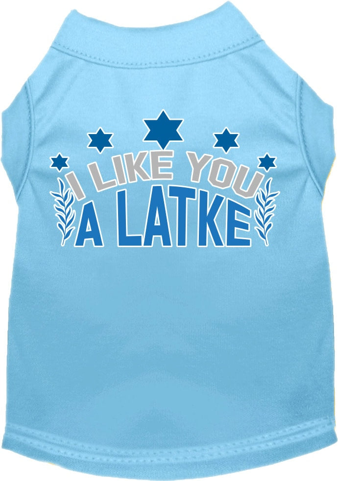 Hanukkah Pet Dog and Cat Shirt Screen Printed, "I Like You A Latke"