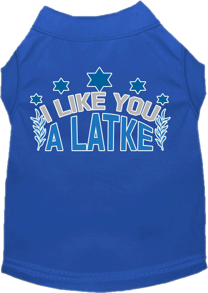 Hanukkah Pet Dog and Cat Shirt Screen Printed, "I Like You A Latke"