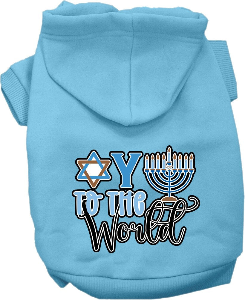 Hanukkah Pet, Dog and Cat Hoodie Screen Printed, "Oy To The World"