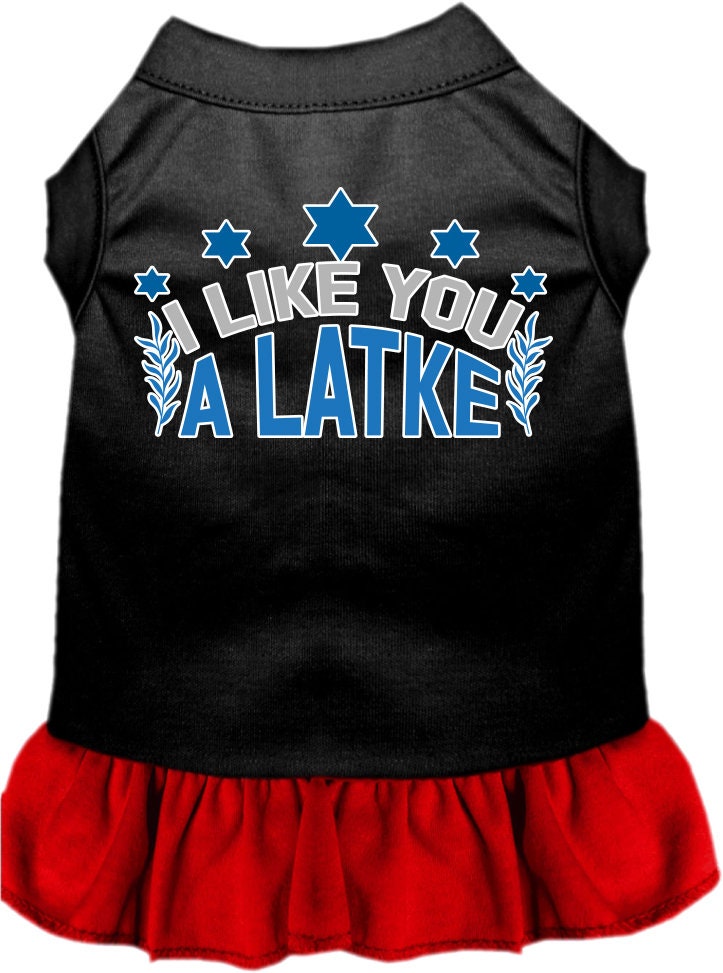 Hanukkah Pet, Dog and Cat Dress Screen Printed, "I Like You A Latke"