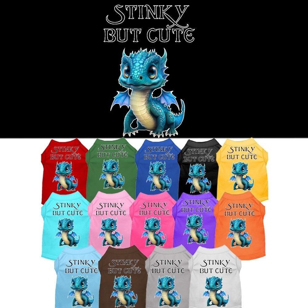 Dog Shirt for Pets 20-115 Pounds, "Stinky But Cute Dragon"