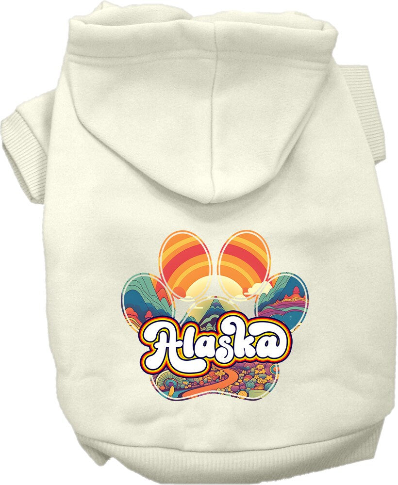 Pet Dog & Cat Screen Printed Hoodie for Small to Medium Pets (Sizes XS-XL), "Alaska Groovy Summit"