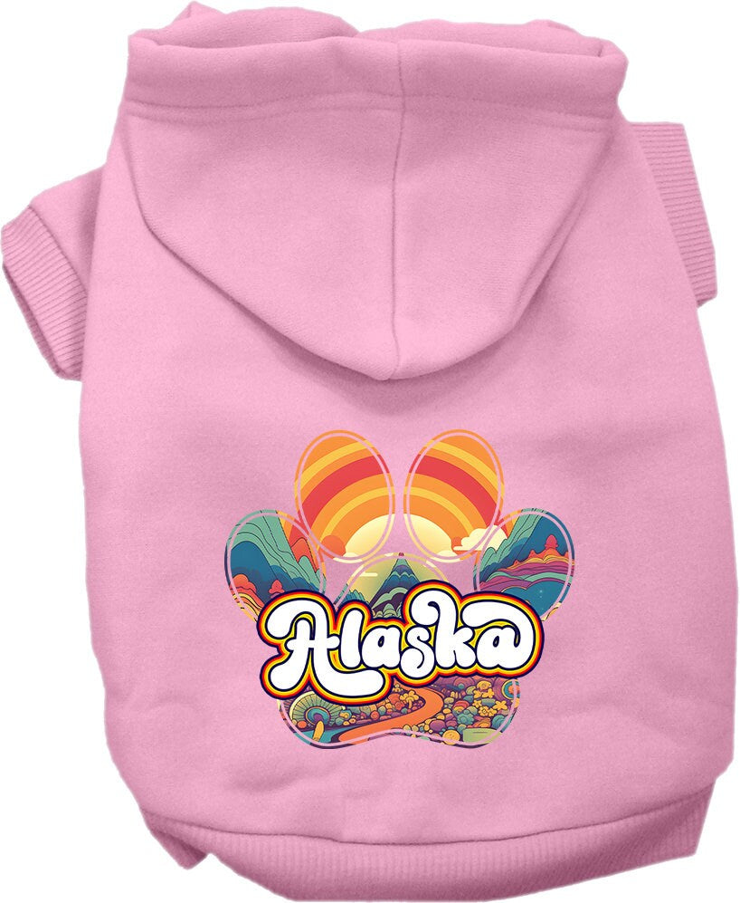 Pet Dog & Cat Screen Printed Hoodie for Small to Medium Pets (Sizes XS-XL), "Alaska Groovy Summit"