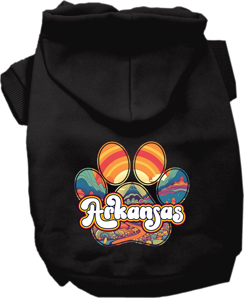 Pet Dog & Cat Screen Printed Hoodie for Small to Medium Pets (Sizes XS-XL), "Arkansas Groovy Summit"