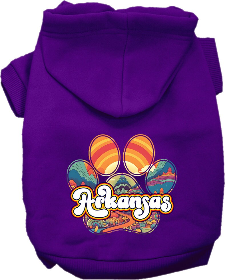 Pet Dog & Cat Screen Printed Hoodie for Small to Medium Pets (Sizes XS-XL), "Arkansas Groovy Summit"