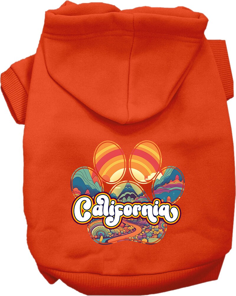 Pet Dog & Cat Screen Printed Hoodie for Medium to Large Pets (Sizes 2XL-6XL), "California Groovy Summit"