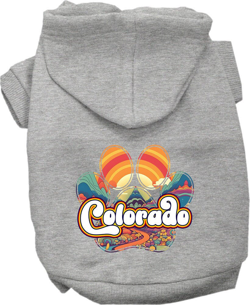 Pet Dog & Cat Screen Printed Hoodie for Medium to Large Pets (Sizes 2XL-6XL), "Colorado Groovy Summit"