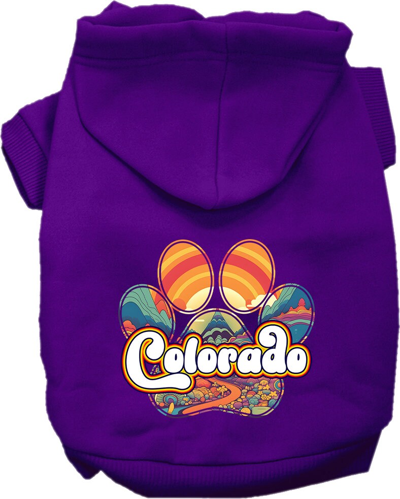 Pet Dog & Cat Screen Printed Hoodie for Medium to Large Pets (Sizes 2XL-6XL), "Colorado Groovy Summit"