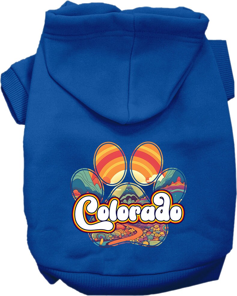 Pet Dog & Cat Screen Printed Hoodie for Medium to Large Pets (Sizes 2XL-6XL), "Colorado Groovy Summit"