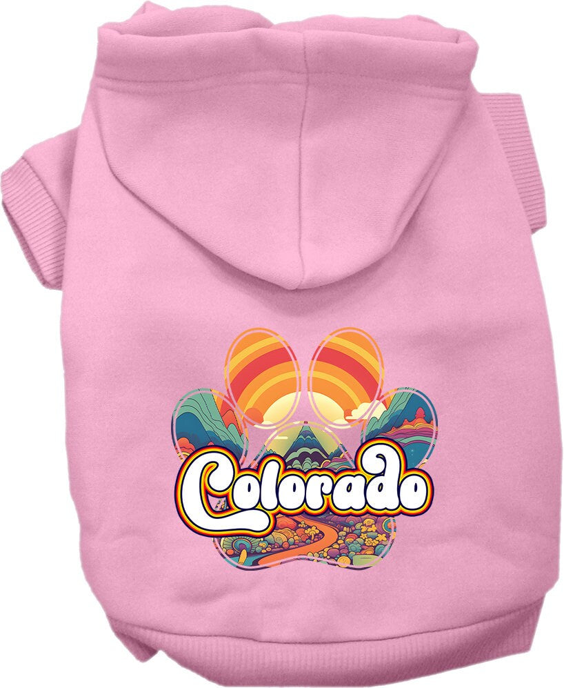 Pet Dog & Cat Screen Printed Hoodie for Small to Medium Pets (Sizes XS-XL), "Colorado Groovy Summit"