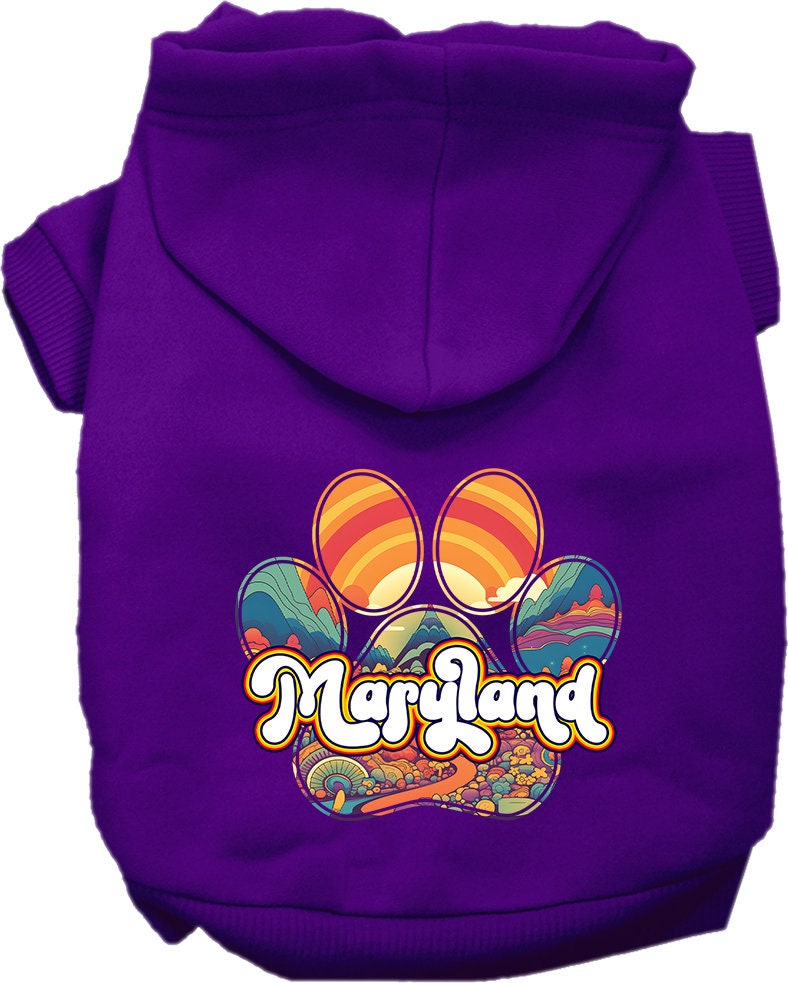 Pet Dog & Cat Screen Printed Hoodie for Small to Medium Pets (Sizes XS-XL), "Maryland Groovy Summit"