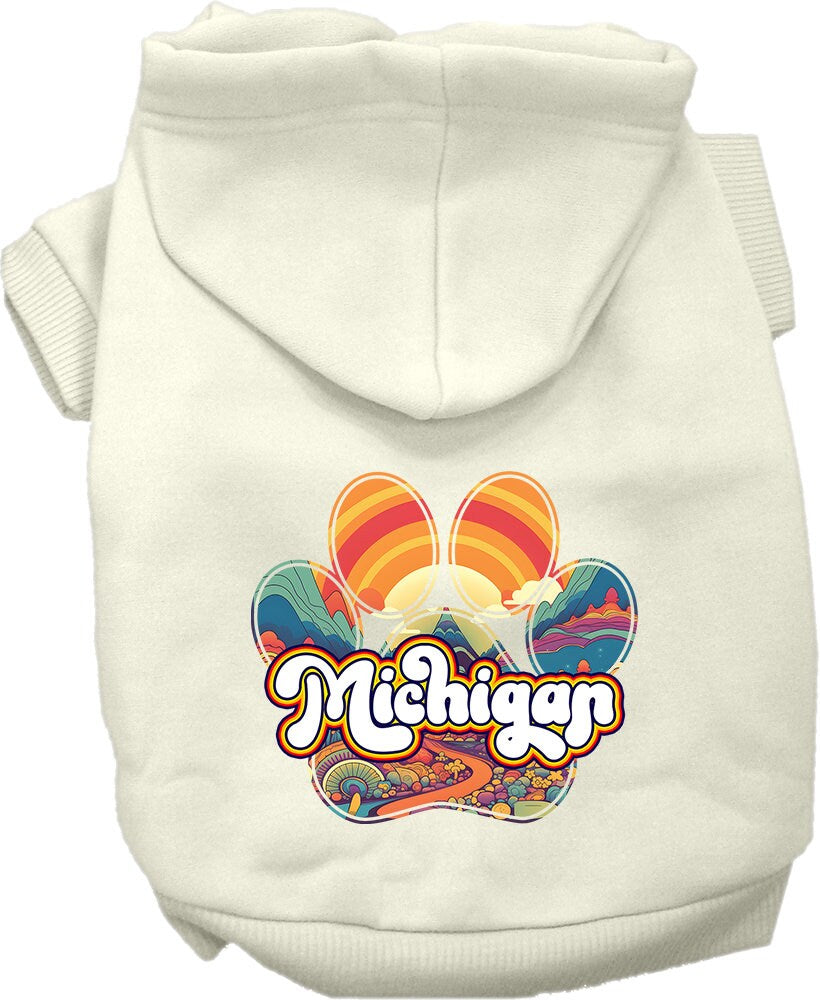 Pet Dog & Cat Screen Printed Hoodie for Medium to Large Pets (Sizes 2XL-6XL), "Michigan Groovy Summit"