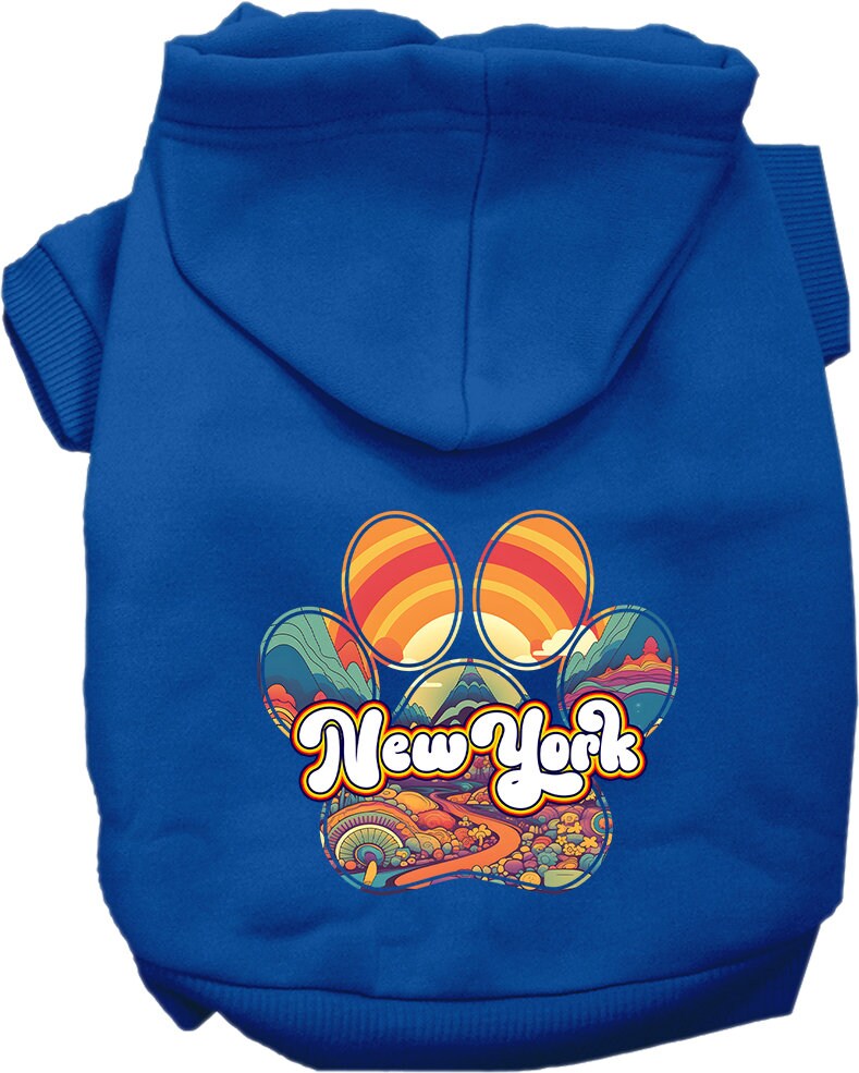 Pet Dog & Cat Screen Printed Hoodie for Medium to Large Pets (Sizes 2XL-6XL), "New York Groovy Summit"