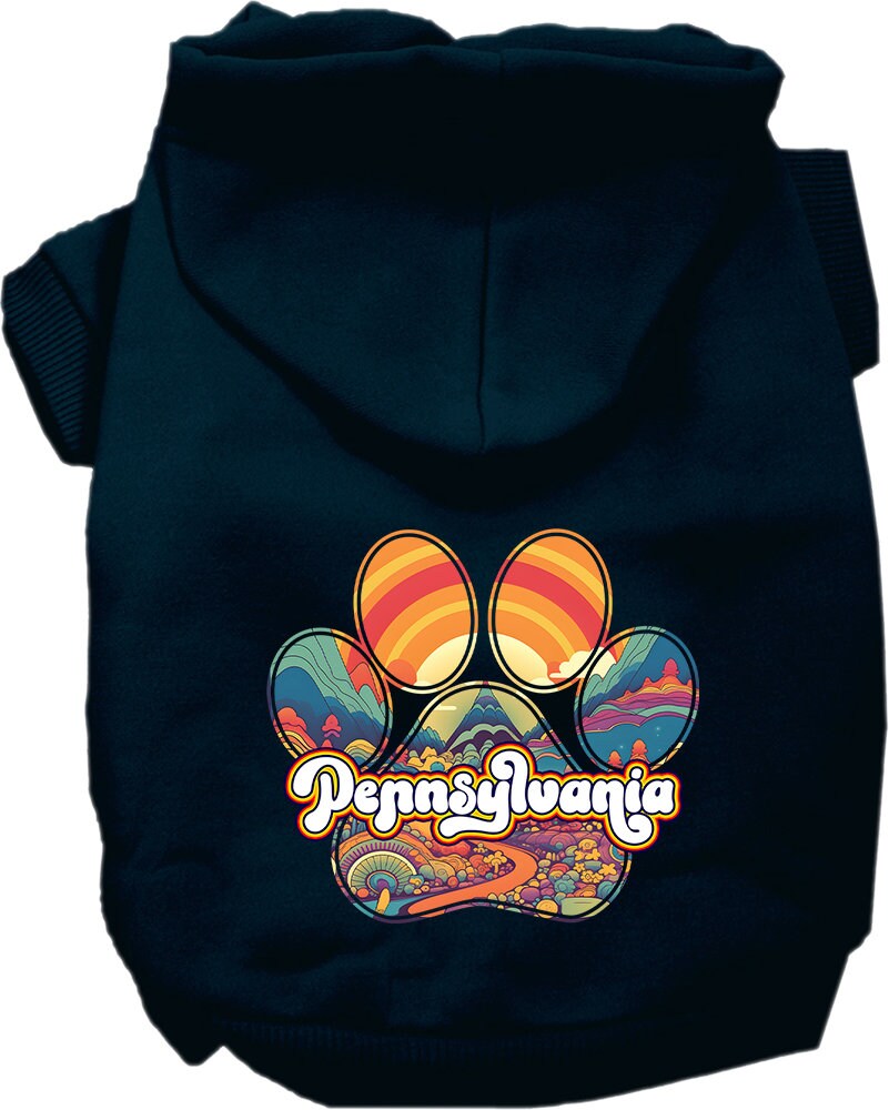 Pet Dog & Cat Screen Printed Hoodie for Medium to Large Pets (Sizes 2XL-6XL), "Pennsylvania Groovy Summit"