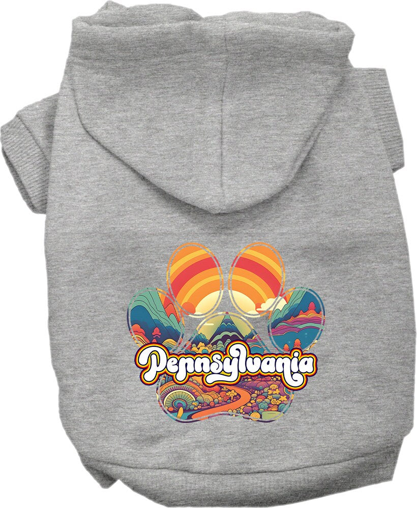 Pet Dog & Cat Screen Printed Hoodie for Medium to Large Pets (Sizes 2XL-6XL), "Pennsylvania Groovy Summit"