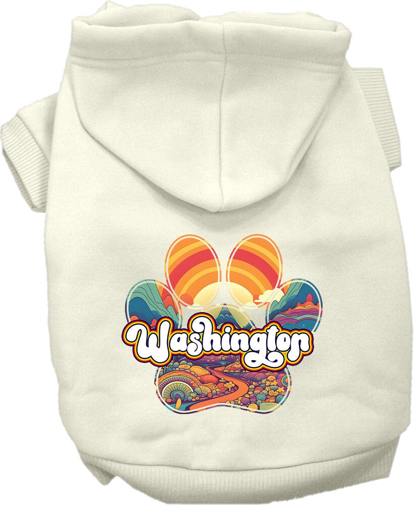 Pet Dog & Cat Screen Printed Hoodie for Medium to Large Pets (Sizes 2XL-6XL), "Washington Groovy Summit"