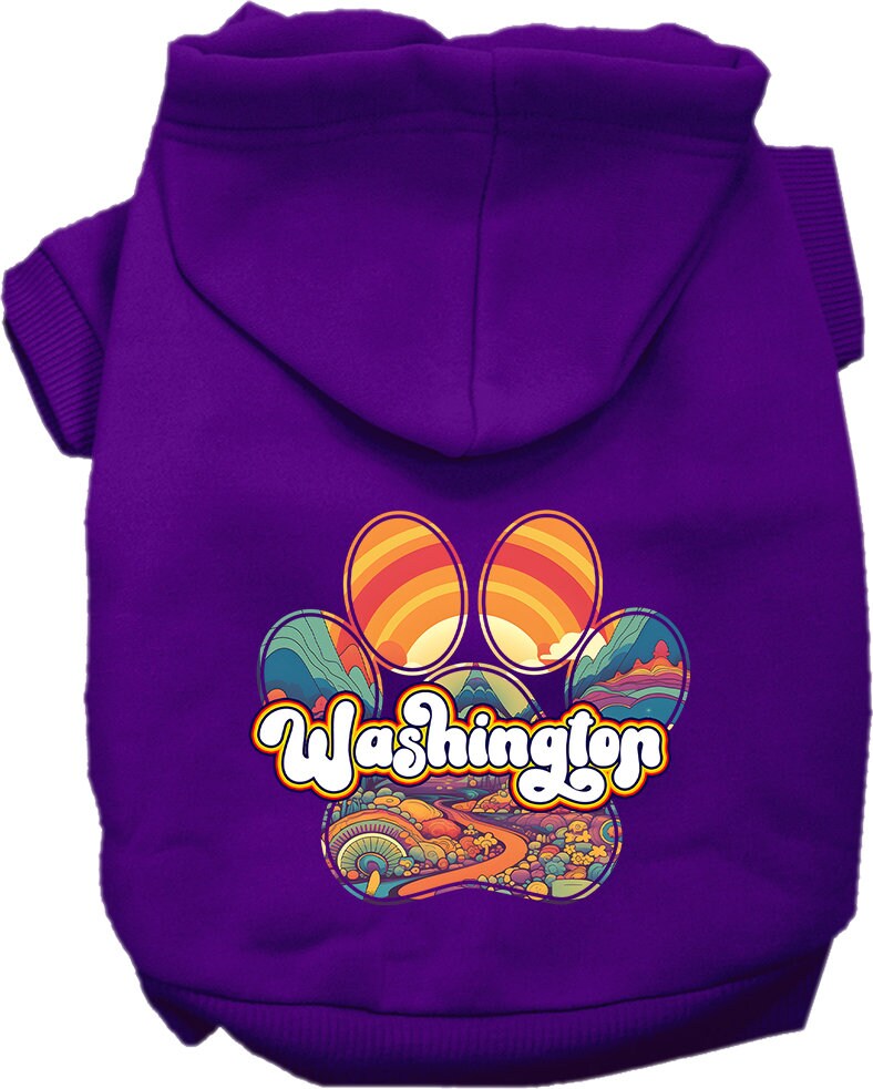 Pet Dog & Cat Screen Printed Hoodie for Medium to Large Pets (Sizes 2XL-6XL), "Washington Groovy Summit"