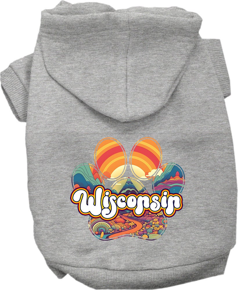 Pet Dog & Cat Screen Printed Hoodie for Medium to Large Pets (Sizes 2XL-6XL), "Wisconsin Groovy Summit"