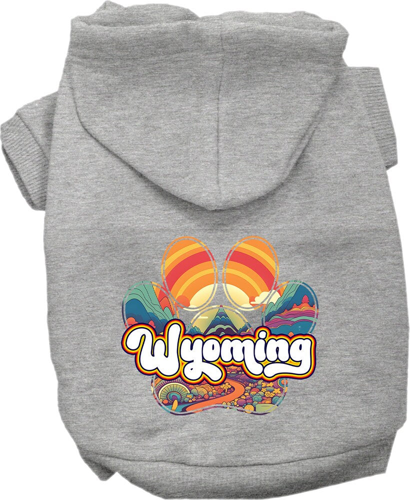 Pet Dog & Cat Screen Printed Hoodie for Medium to Large Pets (Sizes 2XL-6XL), "Wyoming Groovy Summit"