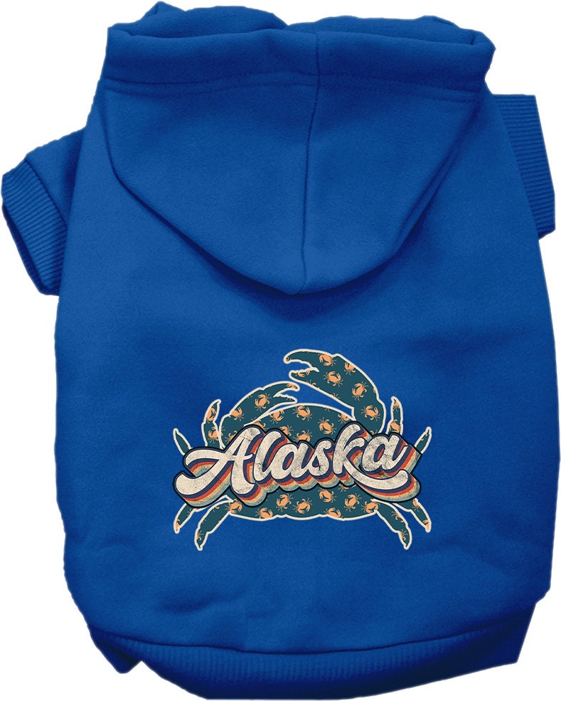 Pet Dog & Cat Screen Printed Hoodie for Medium to Large Pets (Sizes 2XL-6XL), "Alaska Retro Crabs"