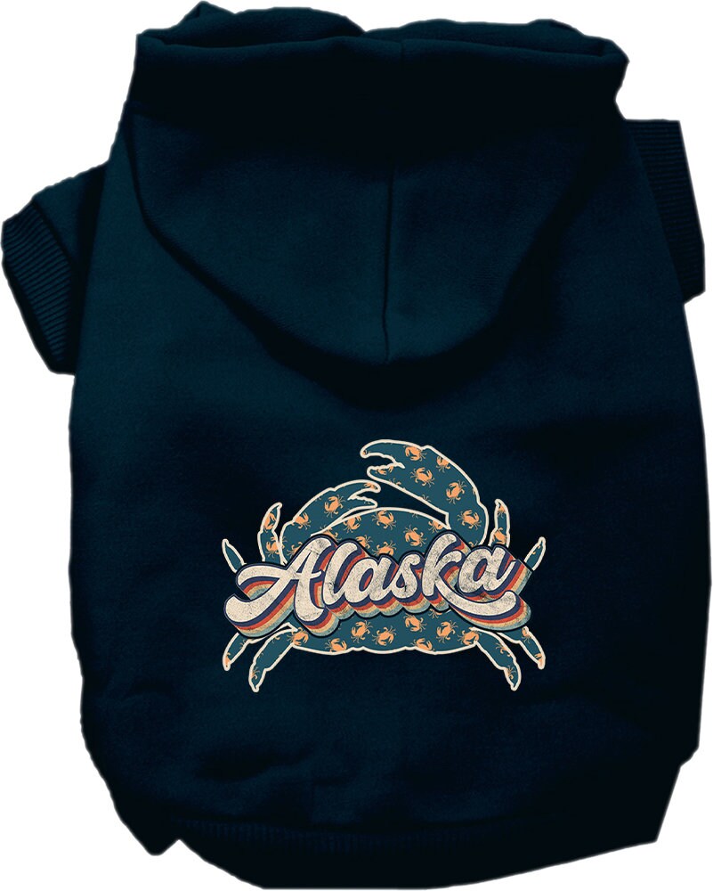 Pet Dog & Cat Screen Printed Hoodie for Small to Medium Pets (Sizes XS-XL), "Alaska Retro Crabs"