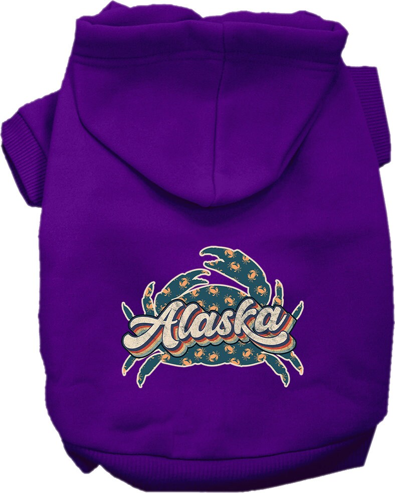 Pet Dog & Cat Screen Printed Hoodie for Small to Medium Pets (Sizes XS-XL), "Alaska Retro Crabs"