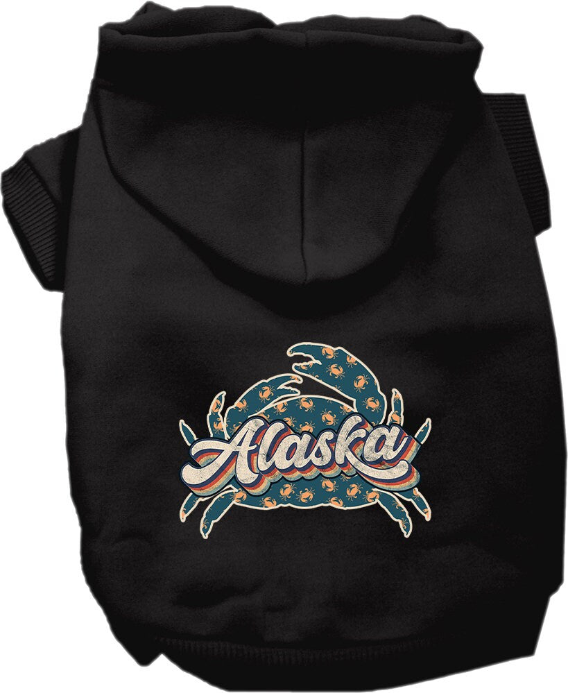 Pet Dog & Cat Screen Printed Hoodie for Small to Medium Pets (Sizes XS-XL), "Alaska Retro Crabs"