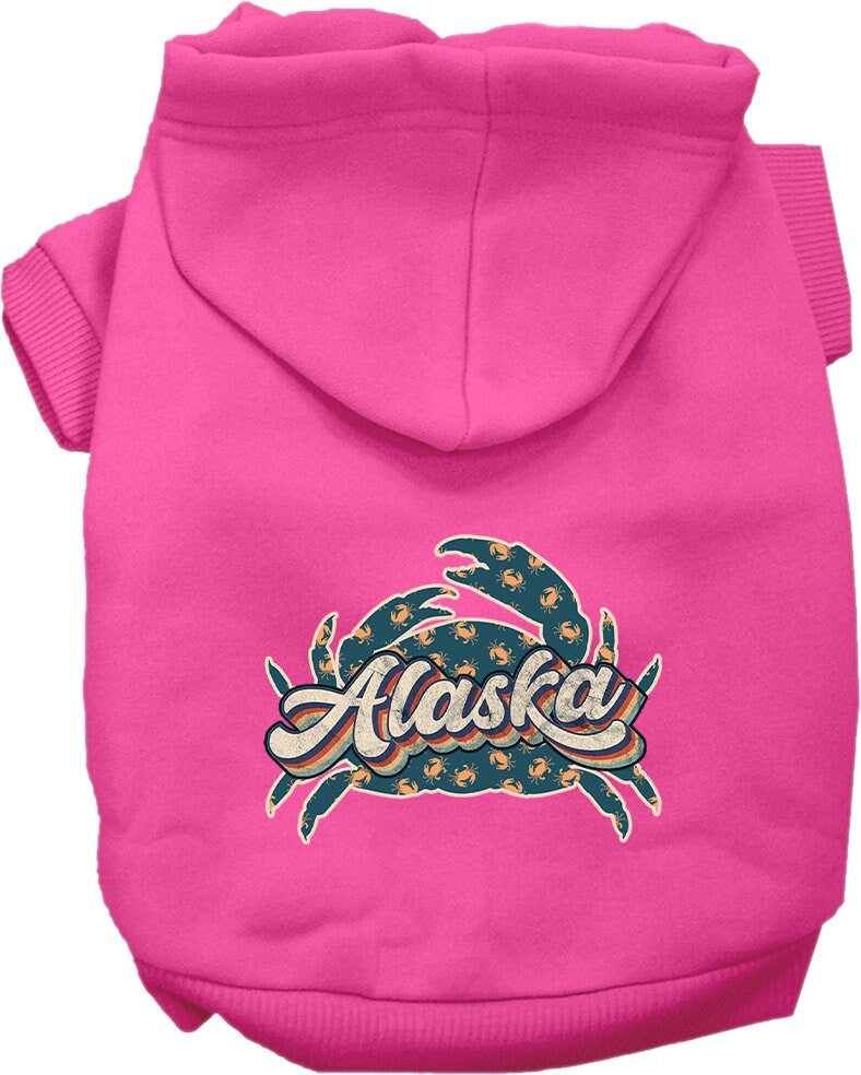 Pet Dog & Cat Screen Printed Hoodie for Small to Medium Pets (Sizes XS-XL), "Alaska Retro Crabs"